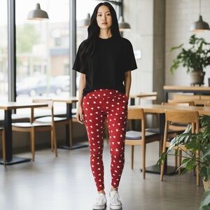 LuLaRoe- TC Woman’s Red Heart Leggings Tall Curvy XL